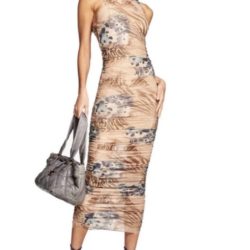 I.Am.Gia Crescent Midi Tan Butterfly Dress
